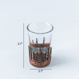 Handcrafted Taj Mahal Shot Glass Pair with Decorative Ashtray – Indian Souvenir Gift Set